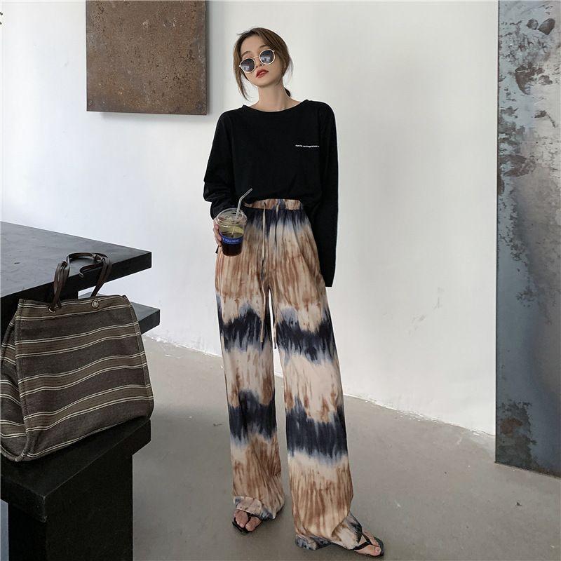 Tie Dye Wide Leg Pants Nine-quarter Pants