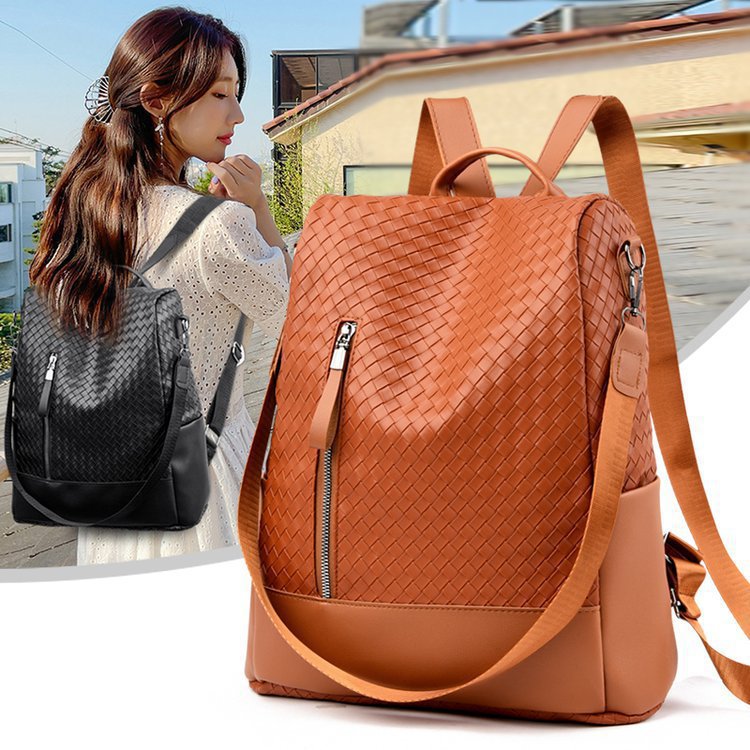 Retro Fashion Woven One Shoulder Portable Backpack