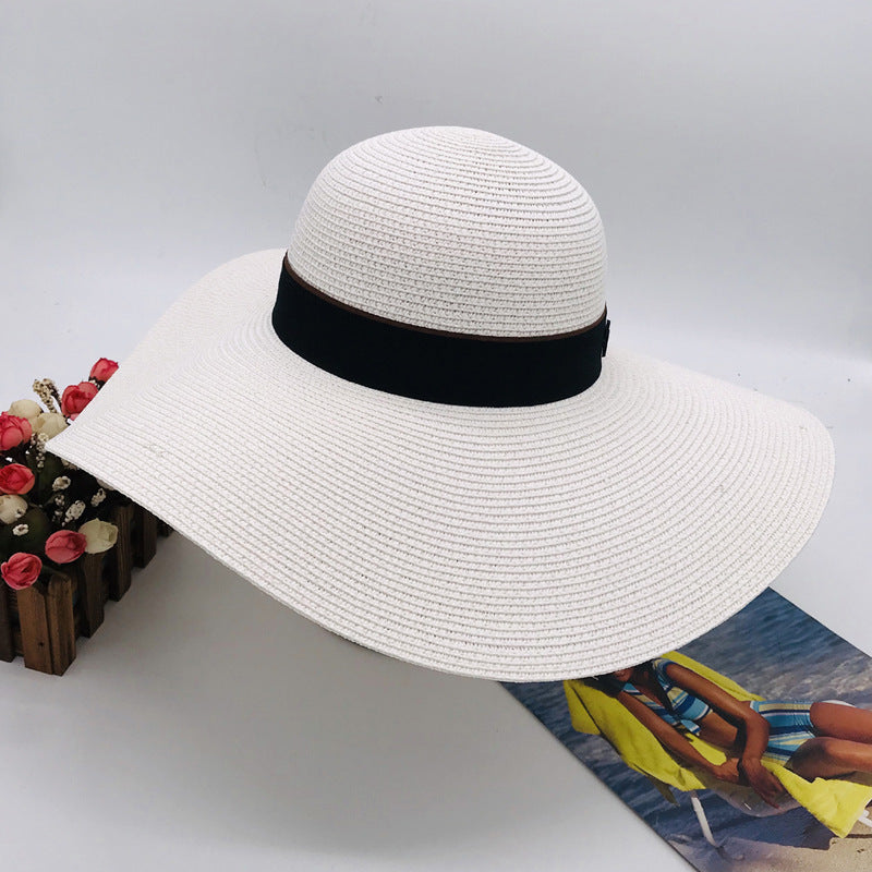 Seaside Travel Sunshade Sunscreen White Big Brim Hat