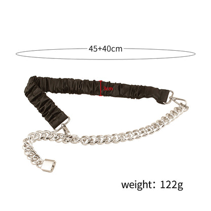 Street pats fashionable new lock head belt female chain splicing elastic waist with skirt waist seal versatile metal elastic tide