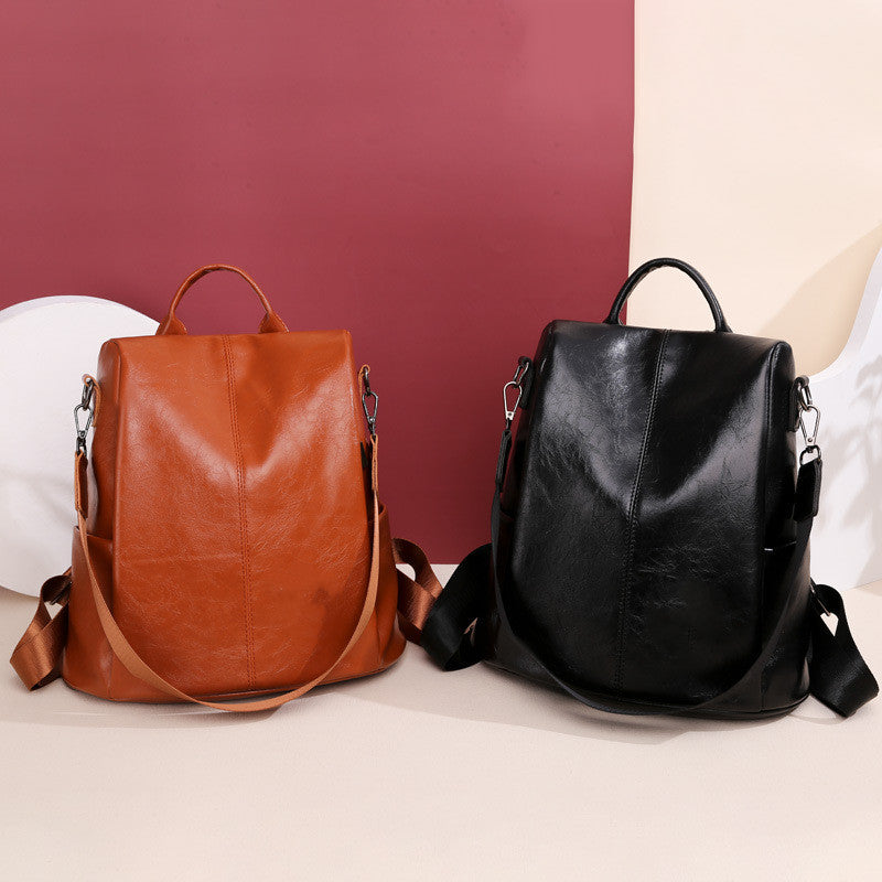 Leather Backpack Light Simple Large Capacity