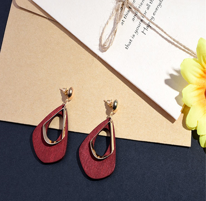 retro hand made minimalist wood earrings