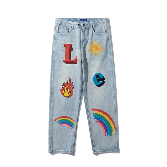 Loose hip-hop five-pointed star jeans