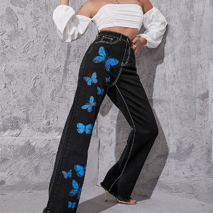 Butterfly Straight Tube Dark Blue Trousers