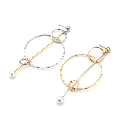 Gold And Silver Mix Geometric Earrings