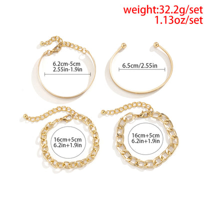 Simple And Smooth C-shaped Hollow Bracelet Set