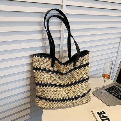 Striped Large Capacity Casual Handbag