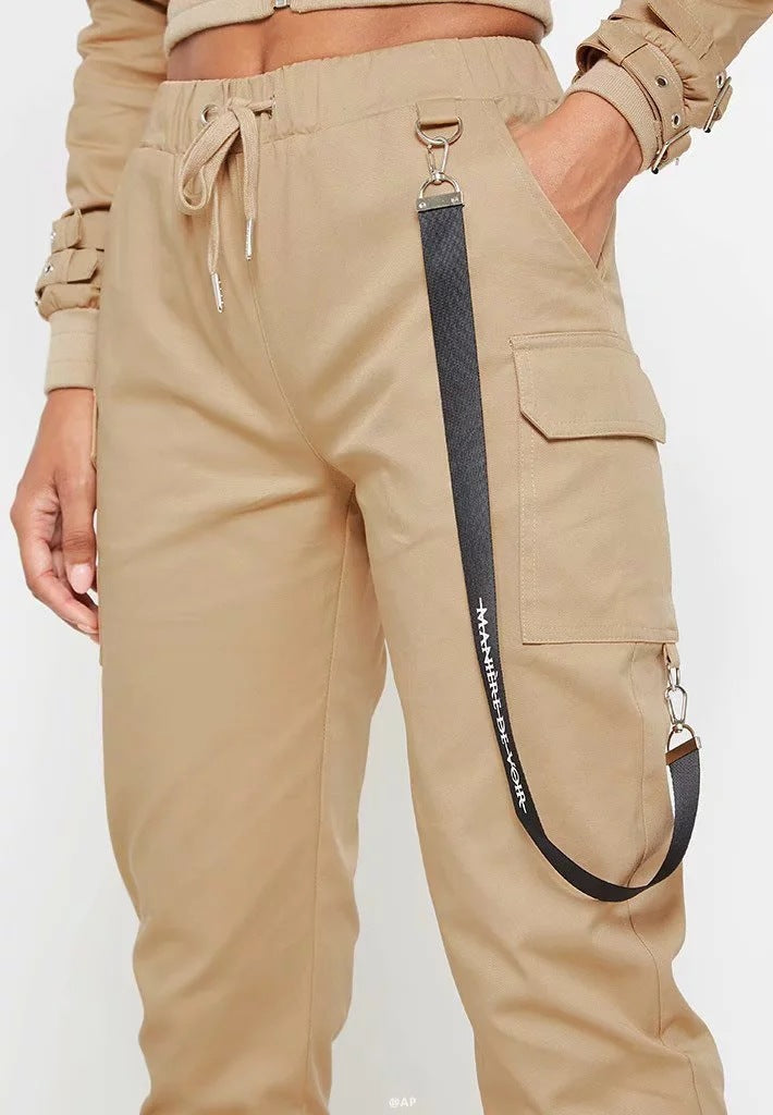 Autumn Women's Ankle Elastic Buckle Wide Leg Pant