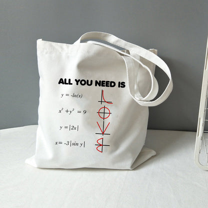 Tote Bag Canvas All You Need Is Love Math Graphic