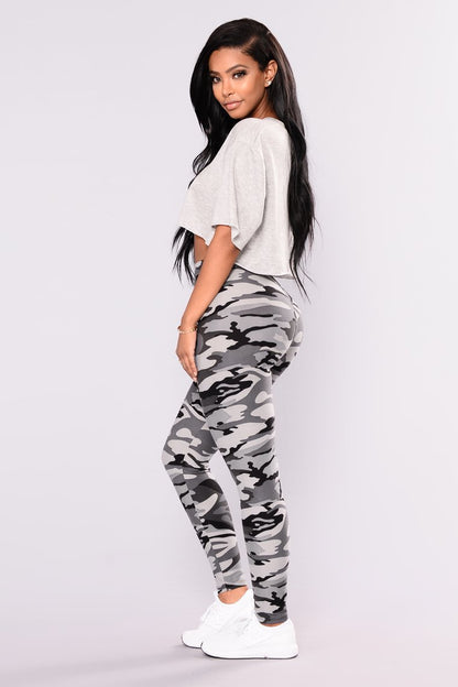 Camouflage Printed Grey Legging Pants