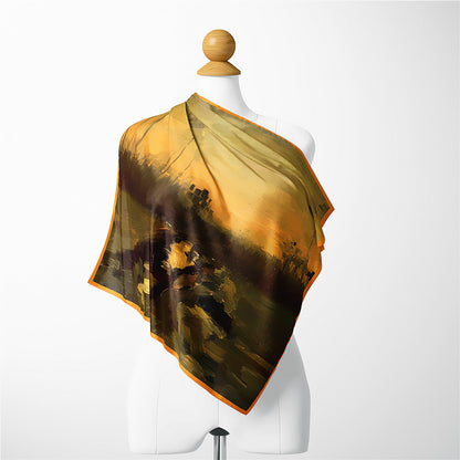 Twill Tie Wrap Silk Scarf Small Square