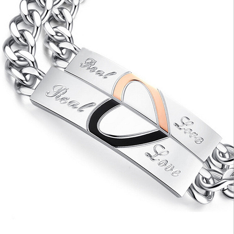 titanium steel love couple bracelet