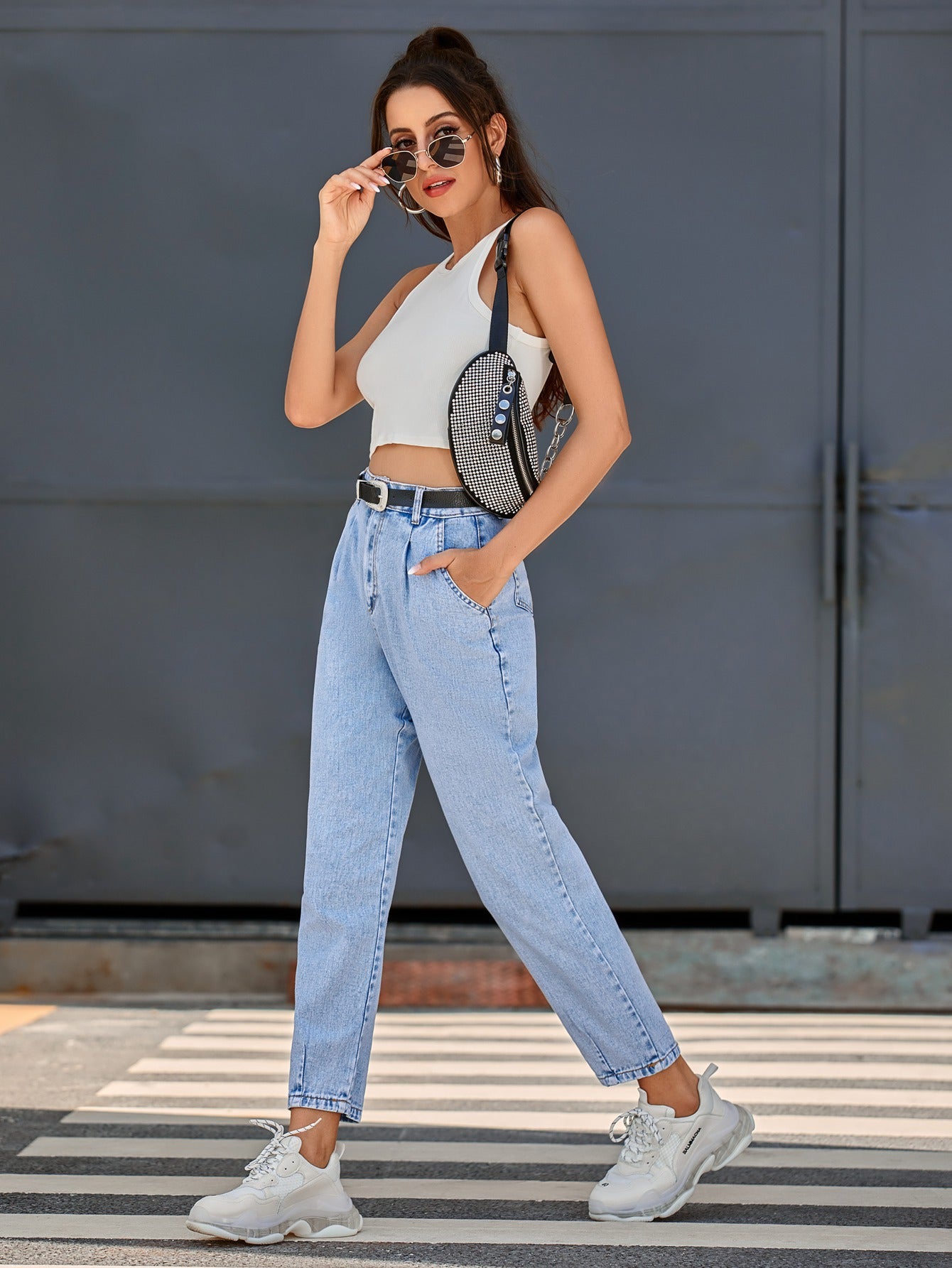 All-match High-waist Ladies Denim Trousers