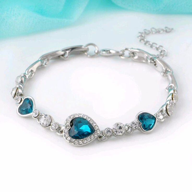 Heart-shaped Crystal Diamond Bracelet