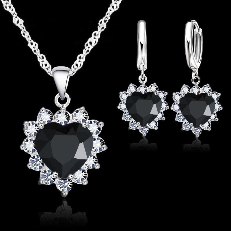 Heart-shaped earring necklace jewelry set