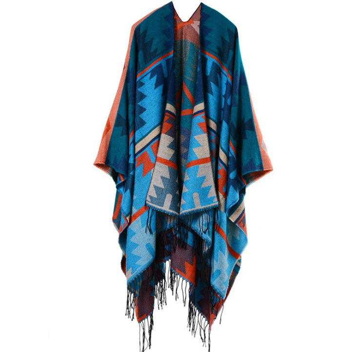 Indian geometric diamonds long thickening cashmere split shawl