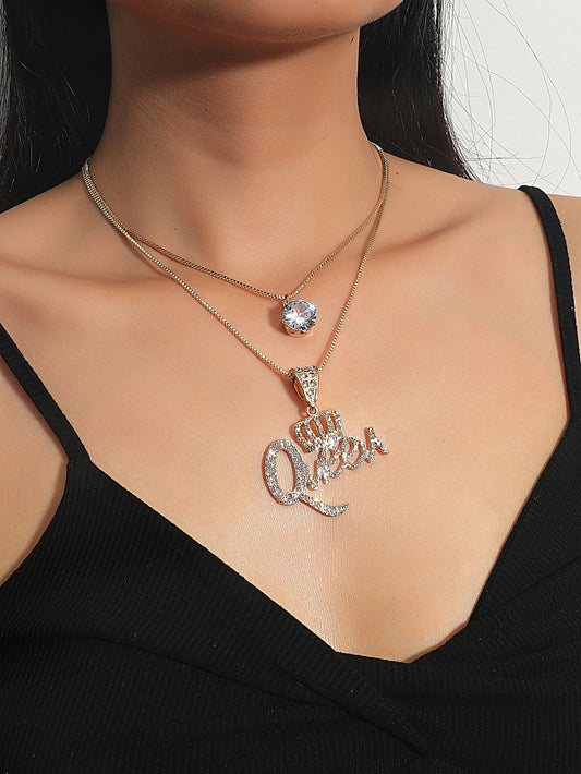 Crown Rhinestone Multilayer Queen Necklace