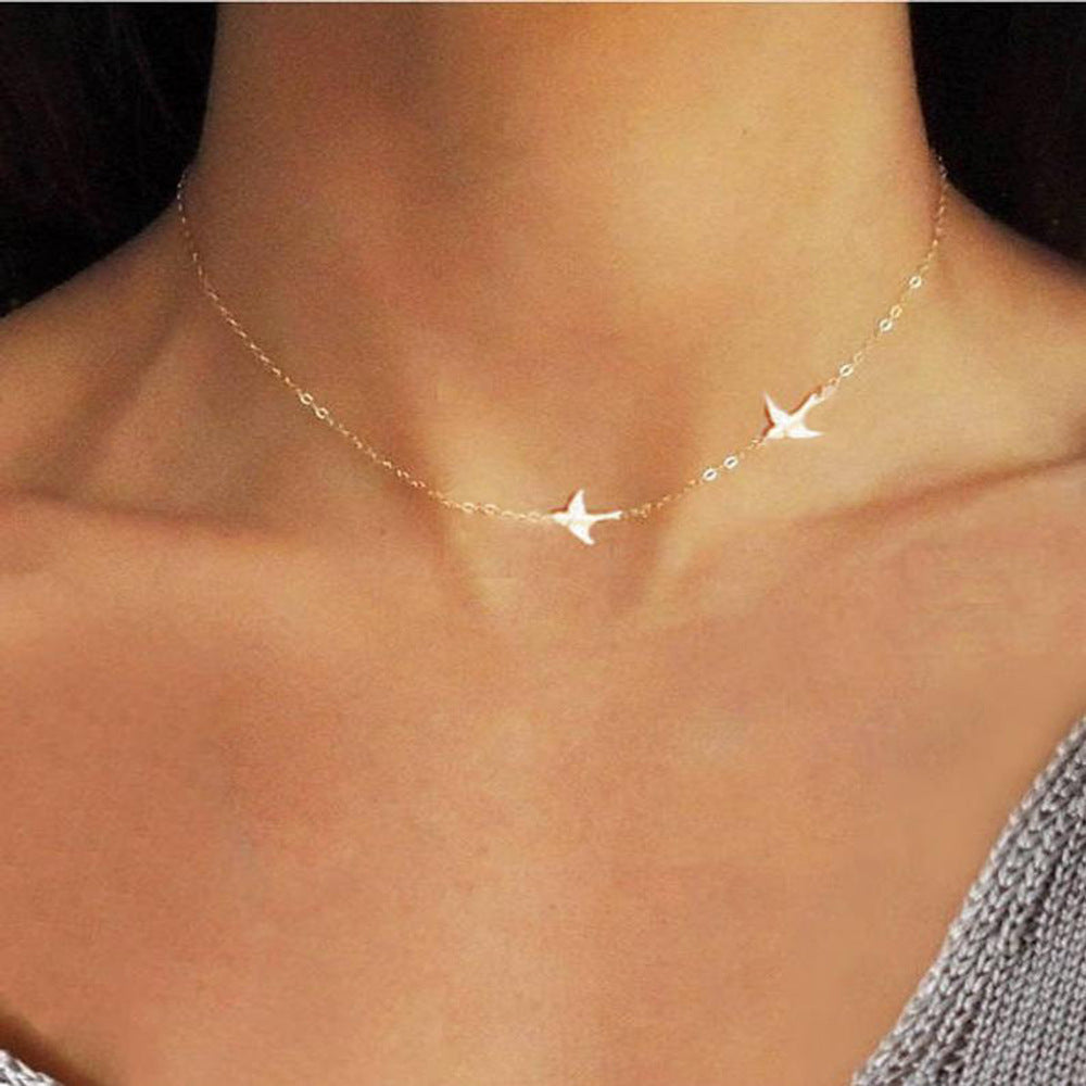 Metal Peace Dove Short Clavicle Necklace