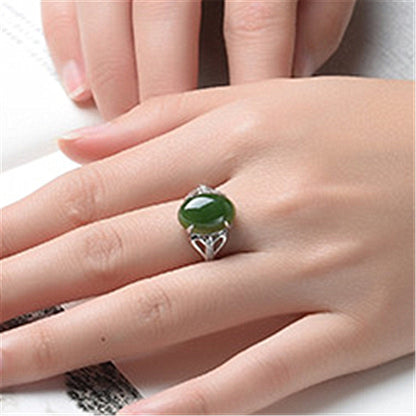 Fashion Green Agate Ring Simple Retro