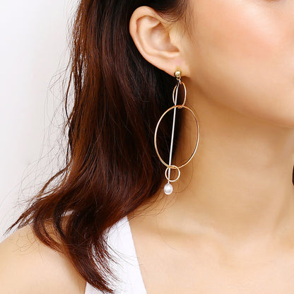 Gold And Silver Mix Geometric Earrings