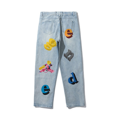 Loose hip-hop five-pointed star jeans