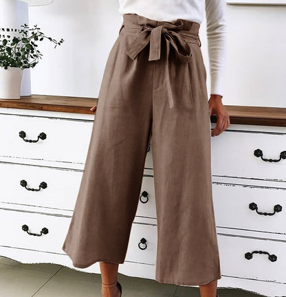 Casual wide-leg pants solid color lace