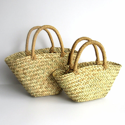 Portable Straw Bag Braided Diagonal Triangle In Grass