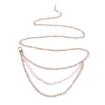 Fashion All-match Personality Simple Pearl Yoga Waist Chain