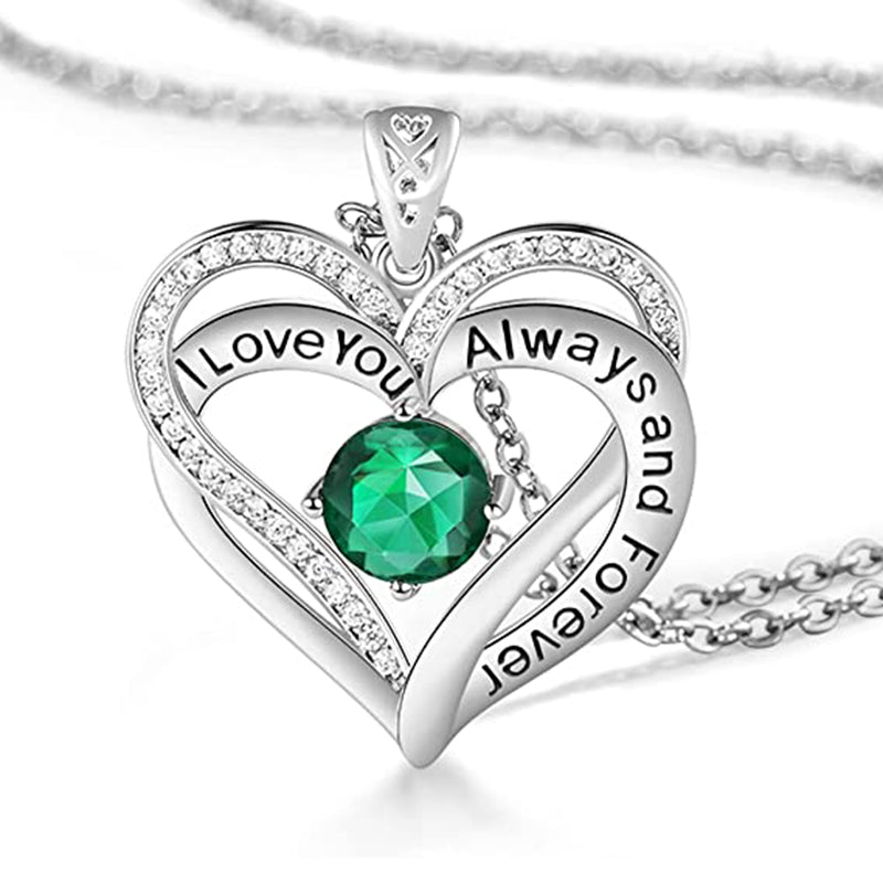 I Love You Always And Forever Crystal Heart Pendant Necklace