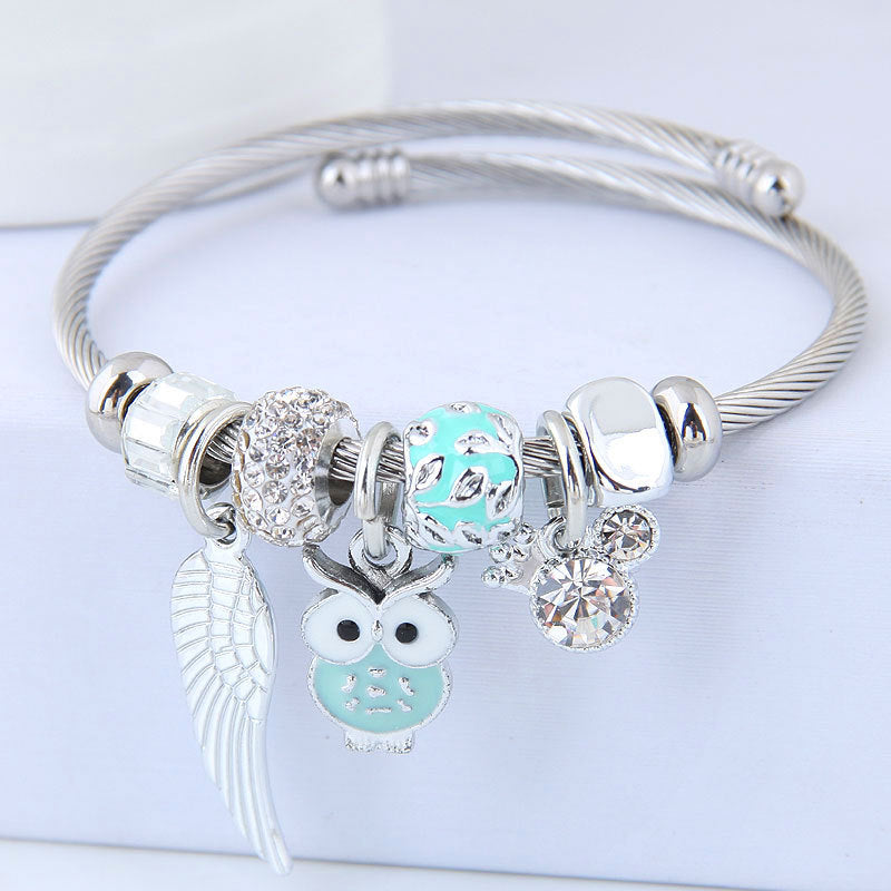 Angel Wings Pendant Stainless Steel Bracelet