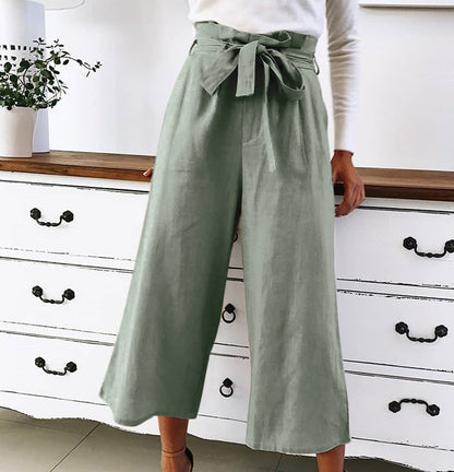 Casual wide-leg pants solid color lace