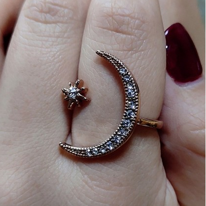 Fashion jewelry with zircon stars and moon rings