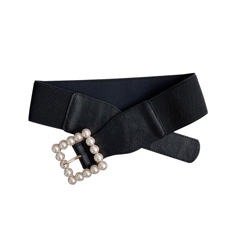 Medium Black Belt With Square Metal Studs For Ladies