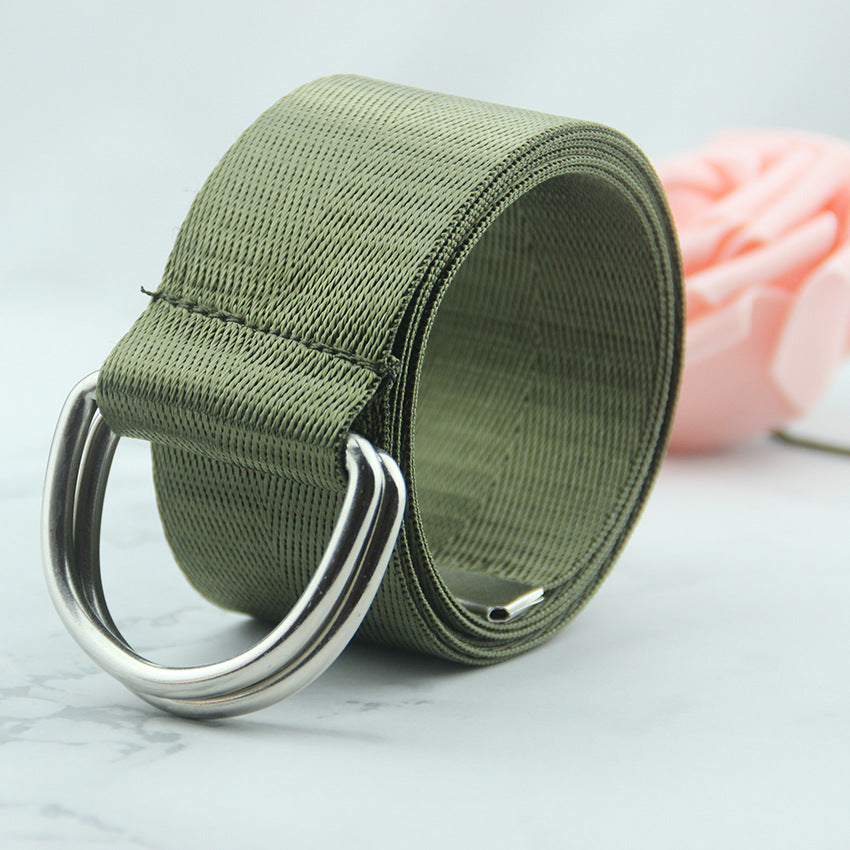 Women's double loop canvas belt