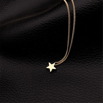 Simple Design Pentagon Star Pendant Necklace