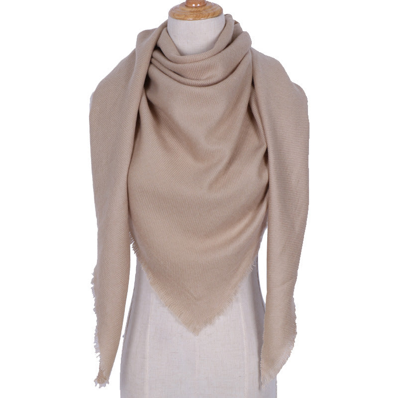 Pure Color Triangle Scarf Imitation Cashmere Warm Shawl