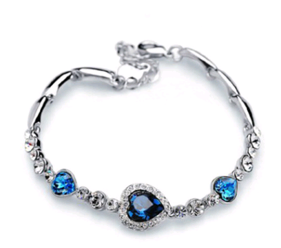 Heart Shaped Zircon Crystal Diamond Bracelet