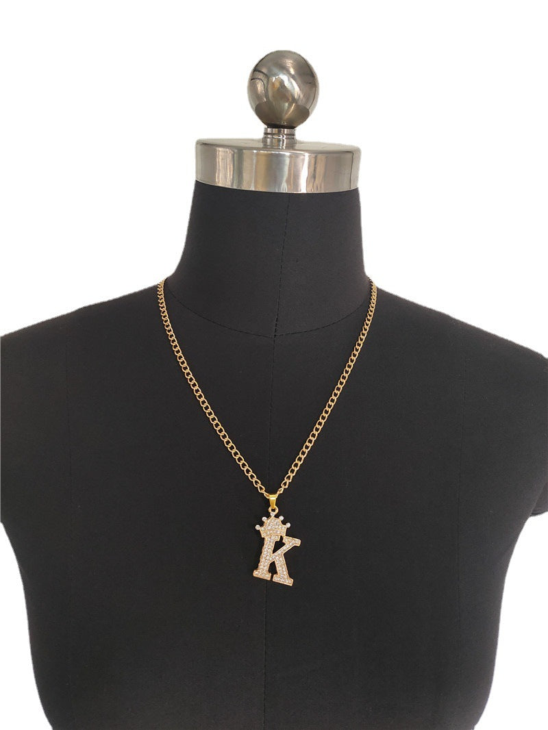 26 Alphabet Crown Letter Necklace Clavicle Chain