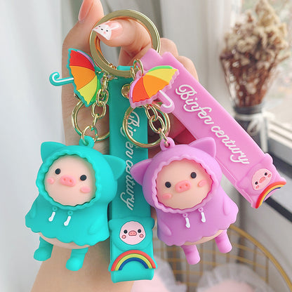 Raincoat Piggy Cute Cartoon Keychain