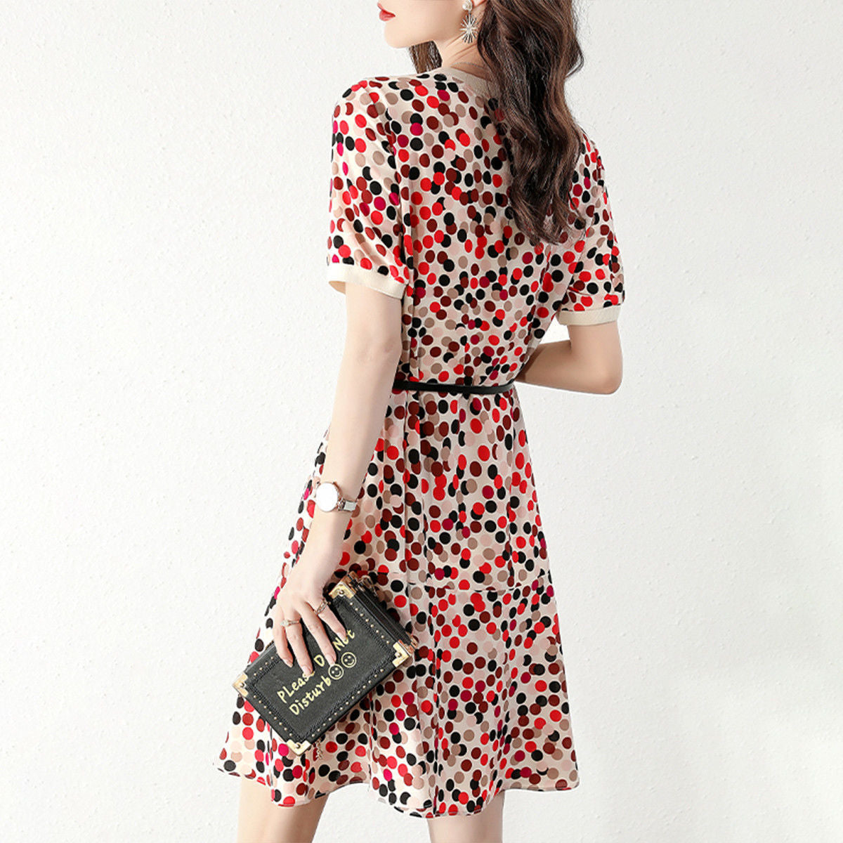 Polka Dot Mid-length Short-sleeved Dress