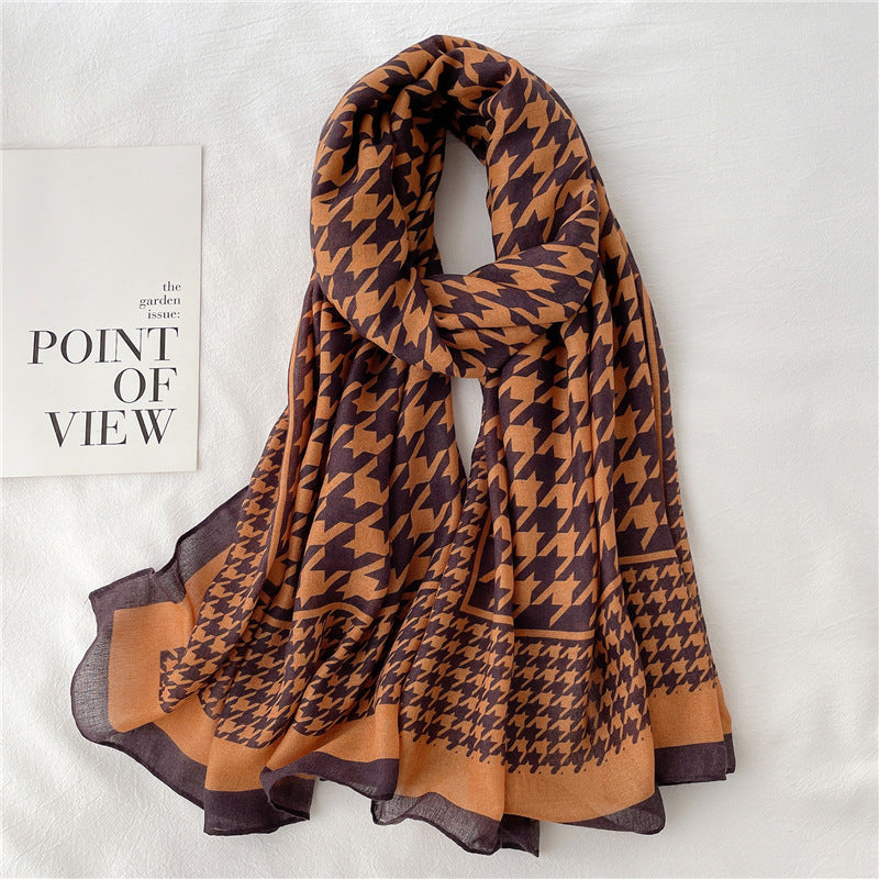 Travel Shawl Geometric Plaid Scarf