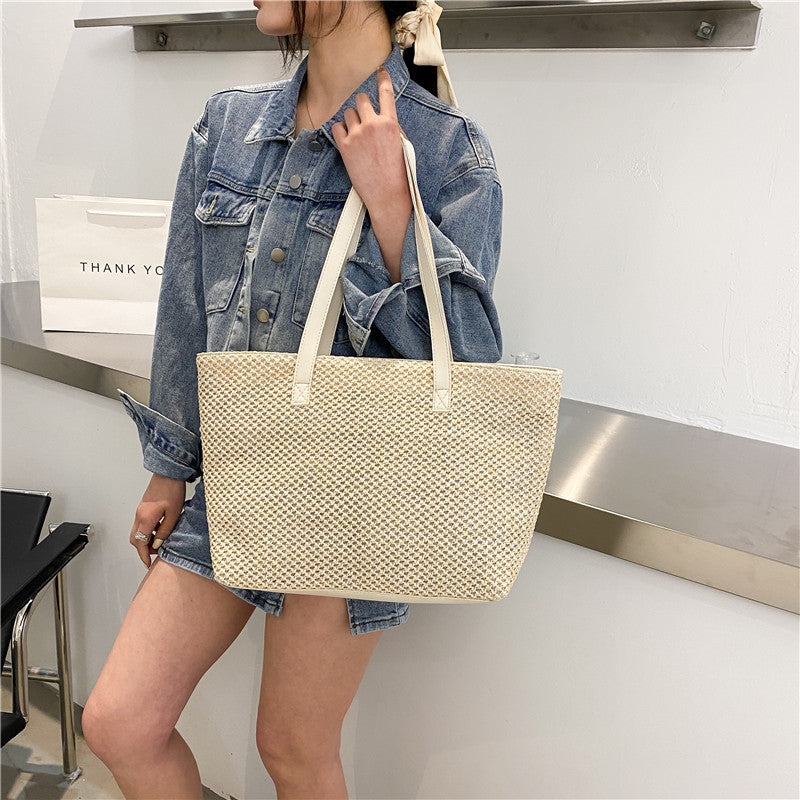 Woven One Shoulder Underarm Fashionable Simple Tote Bag