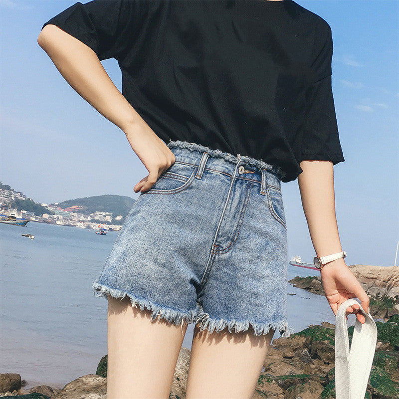 Summer Loose High Waist Denim Shorts