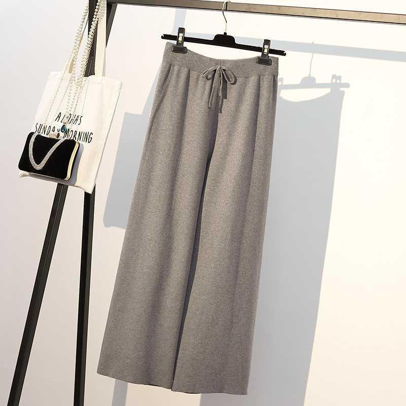 High Waist Drape Split Autumn Knitted Pants