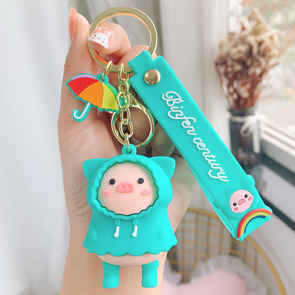 Raincoat Piggy Cute Cartoon Keychain