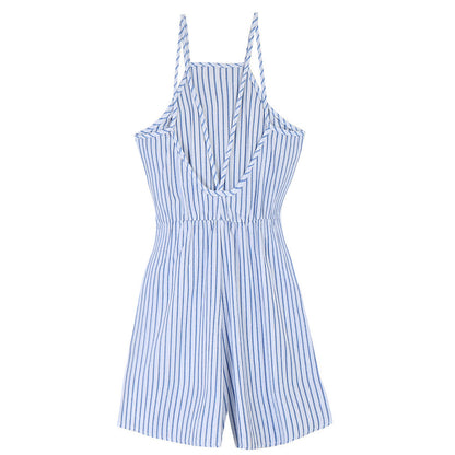 Casual Women's Halter Strap Striped Jumpsuit