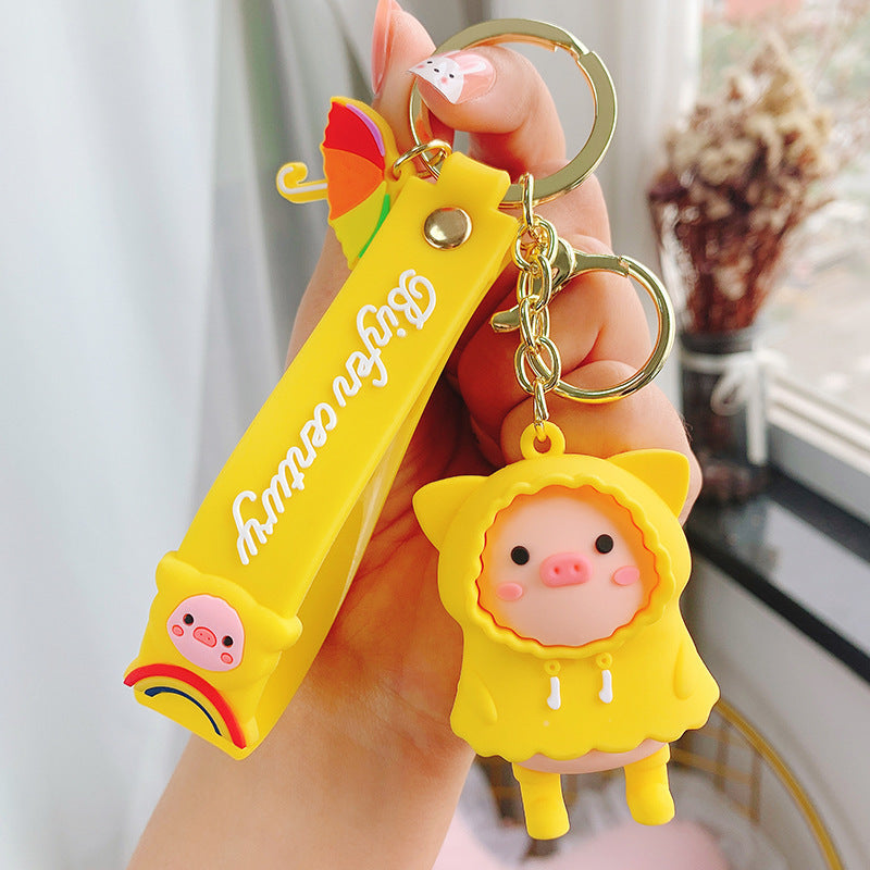 Raincoat Piggy Cute Cartoon Keychain