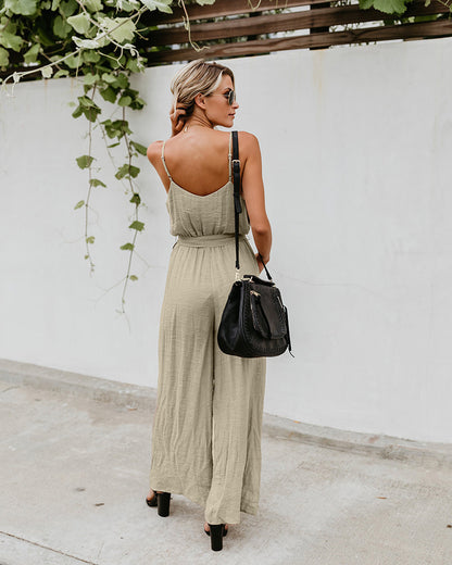 Sling jumpsuit with wide legs