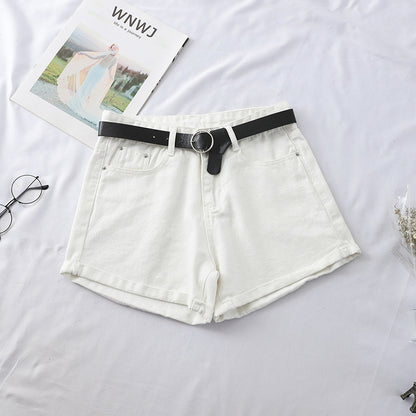 High Waist Curled Denim Shorts