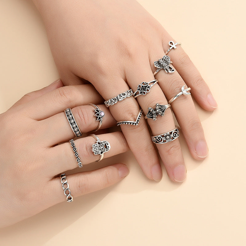 Fashion Retro Geometric Hollow Flower Moon Flower